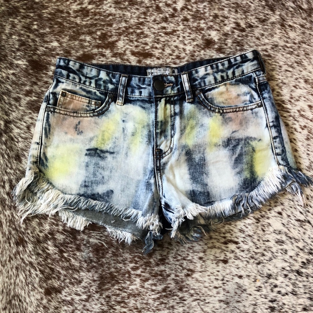 Free People Tie Dye Raw Hem Shorts